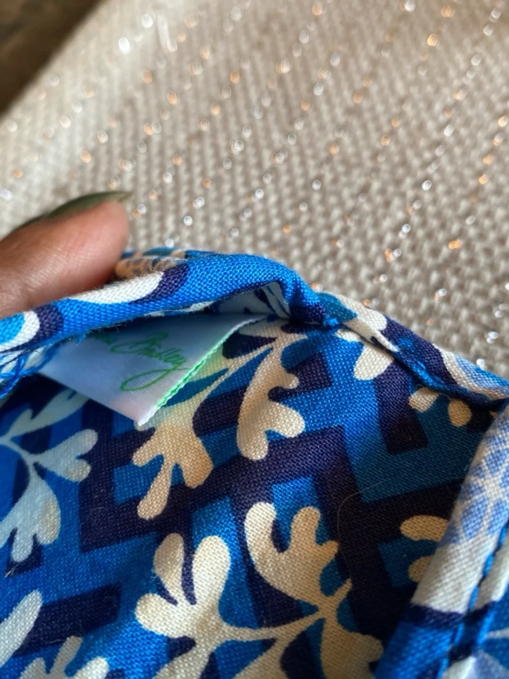Vera Bradley Blue and Cream Floral Pattern Small Organizer